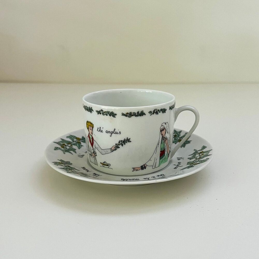 PORCELAINE DE SOLOGNE thé anglais Botanical Greenery Tea Cup & Saucer